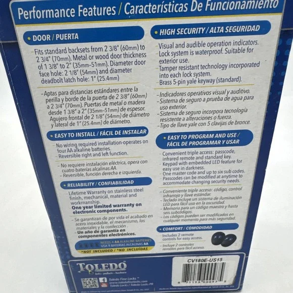 Toledo Deadbolt Keyless Combination Universal Stainless Steel Door Lock CV180E - Picture 5 of 7